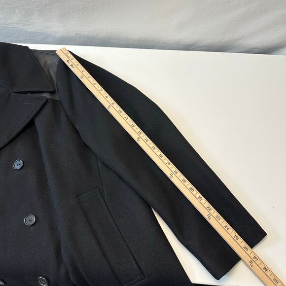 Michael Kors Men' Black Wool Double Breasted Trench Coat Size XL Classic $898 - Picture 11 of 12